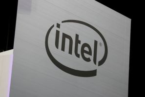 The Intel logo is shown at E3, the world's largest video game industry convention in Los Angeles, California, U.S. June 12, 2018. 