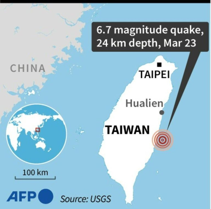 Map locating an earthquake off the coast of Taiwan on March 23.