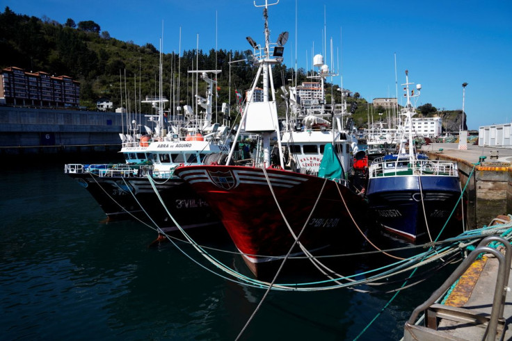Fishing vessels remain docked amid soaring fuel and operating costs and a transport strike in the Basque port of Ondarroa, Spain, March 23, 2022.