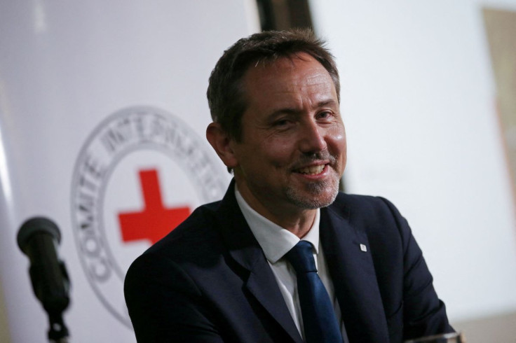 Lorenzo Caraffi, head of International Committee of the Red Cross (ICRC) delegation in Colombia, reacts during a news conference in Bogota, Colombia March 24, 2021.