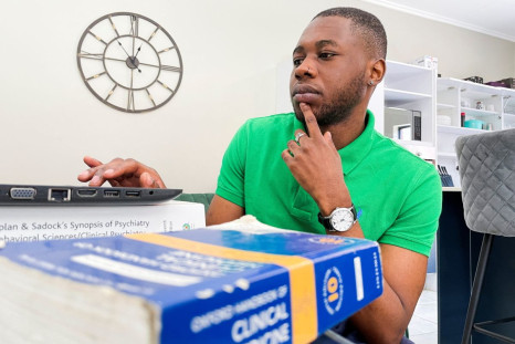 Nkateko Muyimane a medical student who was studying in Ukraine before the war looks on during his interview with Reuters in Johannesburg, South Africa, March 18, 2022. 