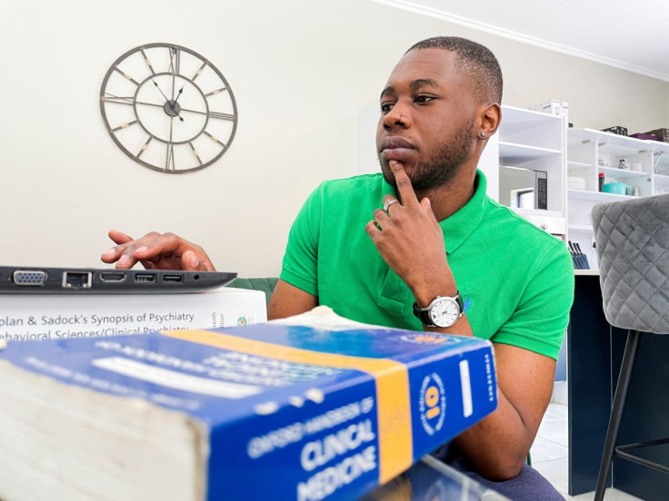 Nkateko Muyimane a medical student who was studying in Ukraine before the war looks on during his interview with Reuters in Johannesburg, South Africa, March 18, 2022.
