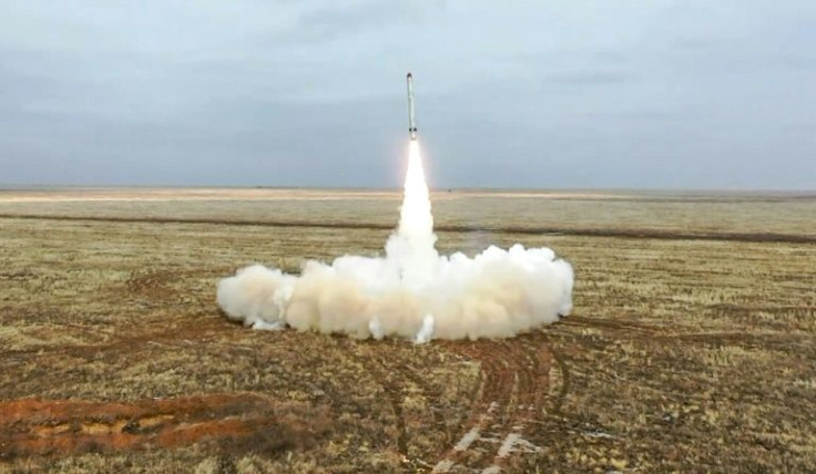 A Russian Iskander-K short-range missile, which can be used to carry nuclear warheads, launched during a training exercise
