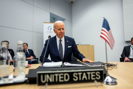 U.S. President Joe Biden takes his seat to begin the meeting of G7 Leaders at NATO Headquarters in Brussels, Belgium, March 24, 2022. Doug Mills/Pool via REUTERS
