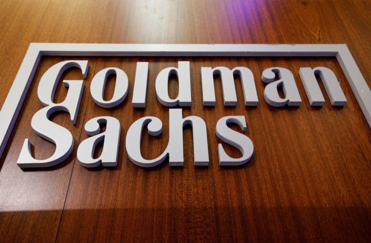The Goldman Sachs company logo is on the floor of the New York Stock Exchange (NYSE) in New York City, U.S., July 13, 2021.  