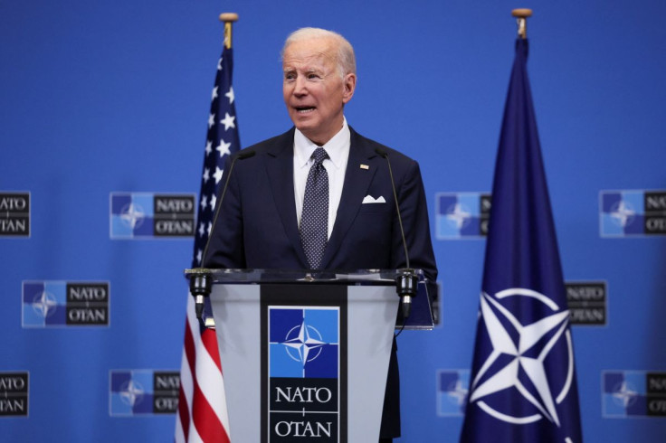 U.S. President Joe Biden speaks during a news conference in the framework of a European Union leaders summit amid Russia's invasion of Ukraine, in Brussels, Belgium March 24, 2022. 