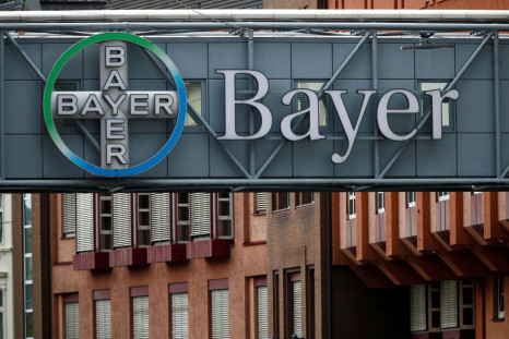 A bridge is decorated with the logo of a Bayer AG, a German pharmaceutical and chemical maker in Wuppertal, Germany August 9, 2019. 