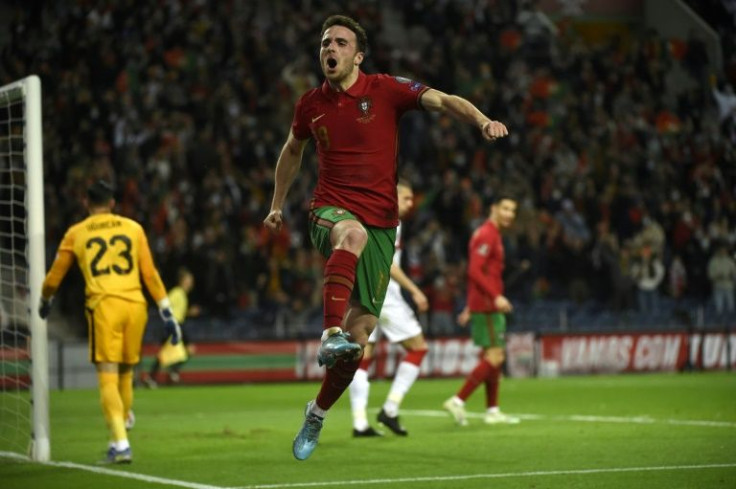 Diogo Jota celebrates after scoring in Portugal's dramatic win over Turkey