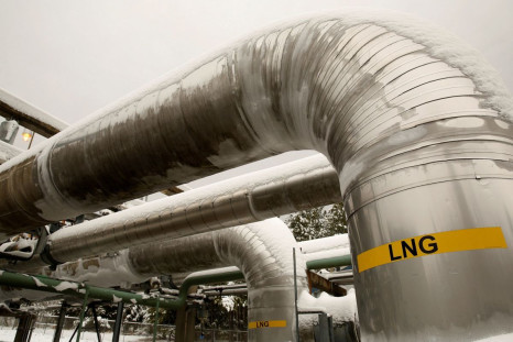 Snow-covered transfer lines are seen at the Dominion Cove Point Liquefied Natural Gas (LNG) terminal in Lusby, Maryland March 18, 2014. 