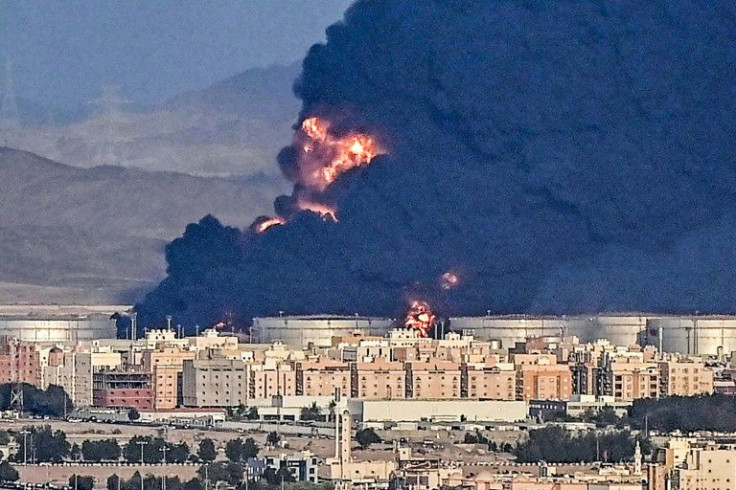 The thick pall of smoke from the Saudi Aramco oil facility was visible from the Saudi Arabian Grand Prix track and across the Red Sea port city of Jeddah