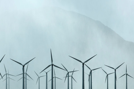 Wind turbines spin during a winter storm near Palm Springs, California, U.S., March 10, 2021.  