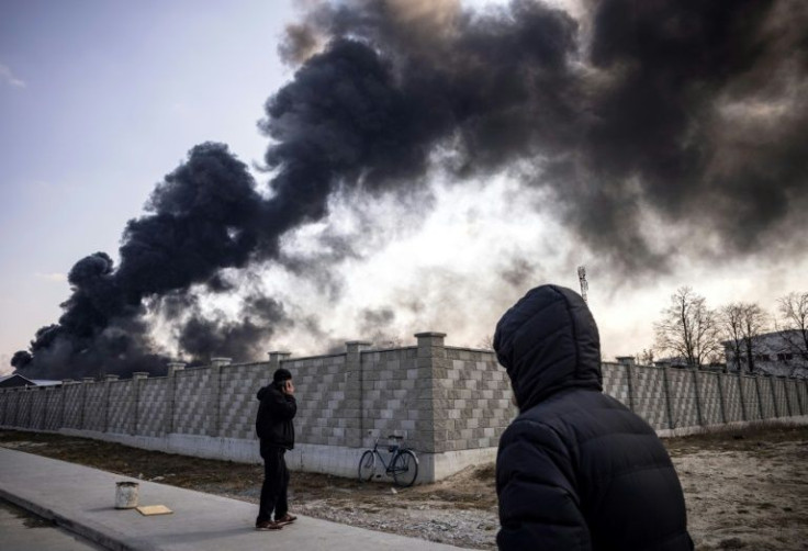 A black pillar of smoke hung over the sleepy Ukrainian village of Kalynivka