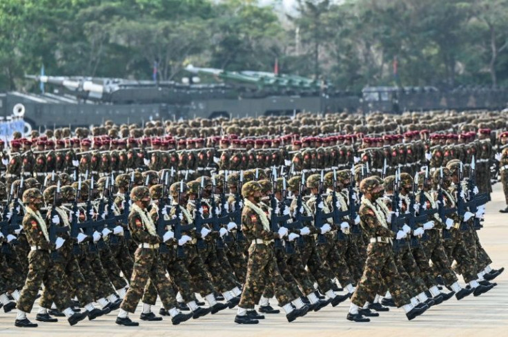 The parade showcased tanks, truck-mounted missiles, artillery and troops on horseback