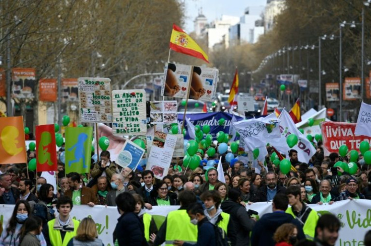 Demonstrators at the anti-abortion in Madrid on Sunday