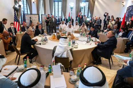 Israel's Foreign Minister Yair Lapid makes opening remarks at the Negev Summit while hosting U.S. Secretary of State Antony Blinken, United Arab Emirates' Foreign Minister Sheikh Abdullah bin Zayed Al Nahyan, Morocco's Foreign Minister Nasser Bourita, Egy
