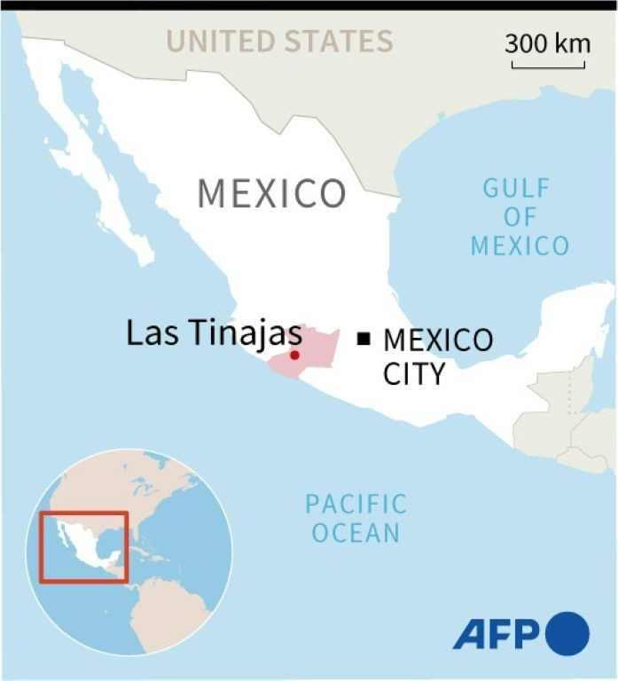 Map of Mexico locating Las Tinajas, in the state of Michoacan