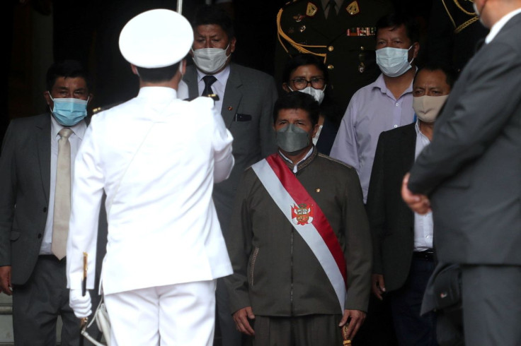 Peruvian President Pedro Castillo leaves congress as he faces an impeachment vote in Lima, Peru March 28, 2022.