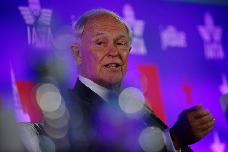 Emirates airline President Tim Clark takes part in a panel discussion at the International Air Transport Association's (IATA) Annual General Meeting in Boston, Massachusetts, U.S., October 4, 2021.