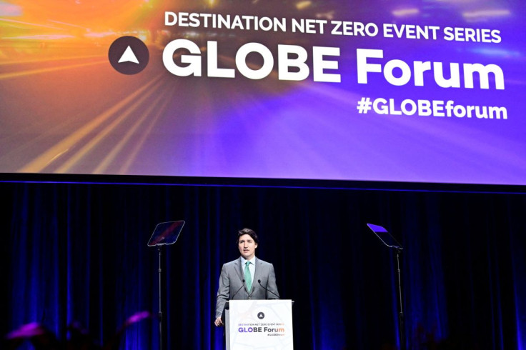 Canada's Prime Minister Justin Trudeau makes a keynote speech on his emissions reduction plan at the GLOBE Forum 2022 in Vancouver, British Columbia, Canada March 29, 2022.