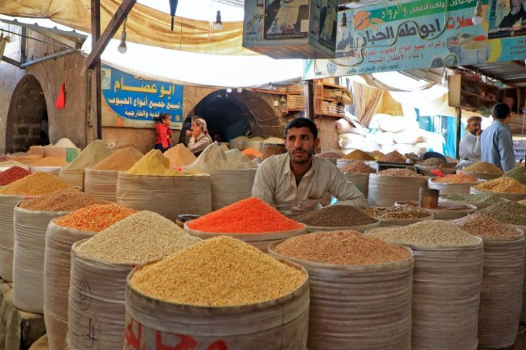 A vendor at a market in the Yemeni capital Sanaa. Yemen, the Arab world's poorest country, has been torn by a devastating war since 2014 that has sparked one of the world's worst humanitarian crises