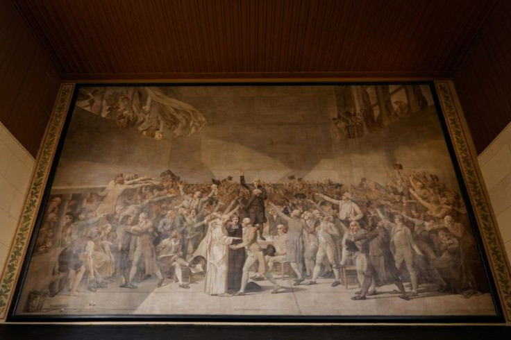"The Real Tennis Room Oath" is depicted in a vast canvas in the restored room at Versailles