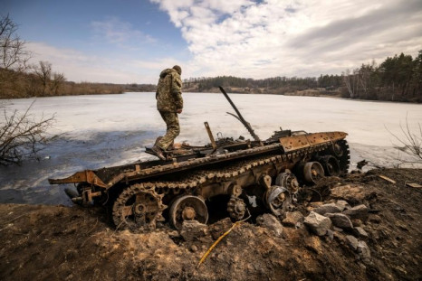 A number of Russian tanks and armoured vehicles litter Trostyanets and the surrounding area