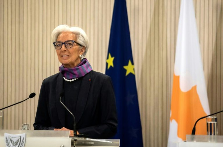 European Central Bank president Christine Lagarde at news conference in the Cypriot capital Nicosia