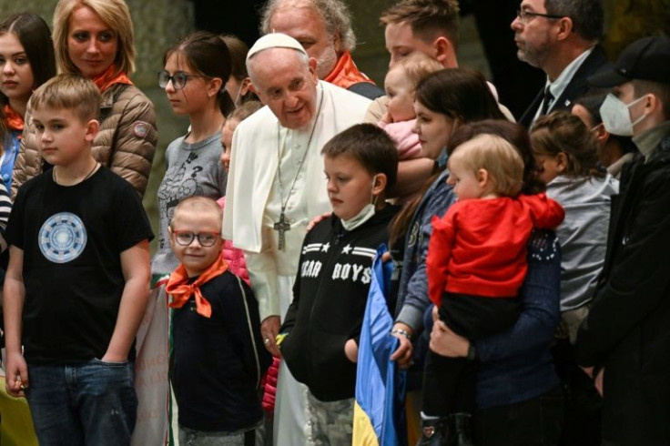 Pope Francis meeting refugees from Ukraine at the Vatican on Wednesday.He will highlight the plight of migrants during his trip to Malta