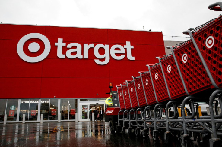 Shoping carts are wheeled outside a Target Store during Black Friday sales in Brooklyn, New York, U.S., November 26, 2021.