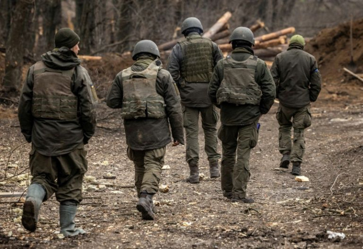 Ukrainian troops on the frontlines near the city of Kharkiv