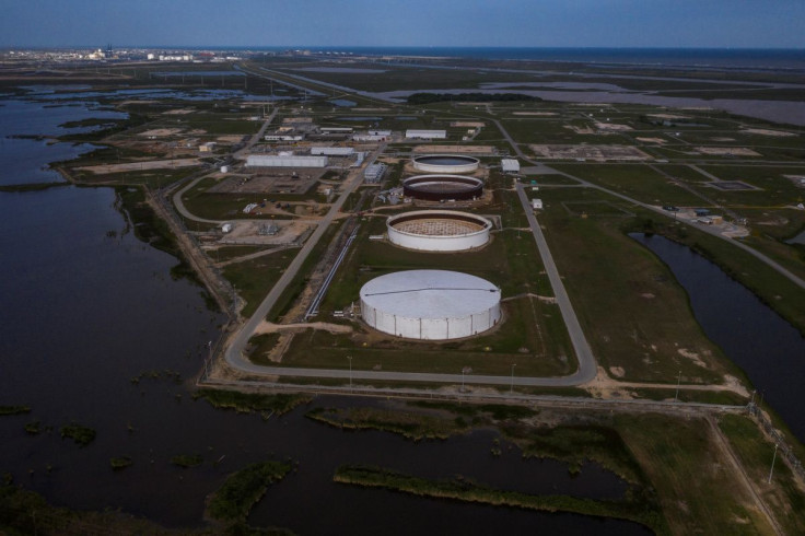 The Bryan Mound Strategic Petroleum Reserve, an oil storage facility, is seen in this aerial photograph over Freeport, Texas, U.S., April 27, 2020.  