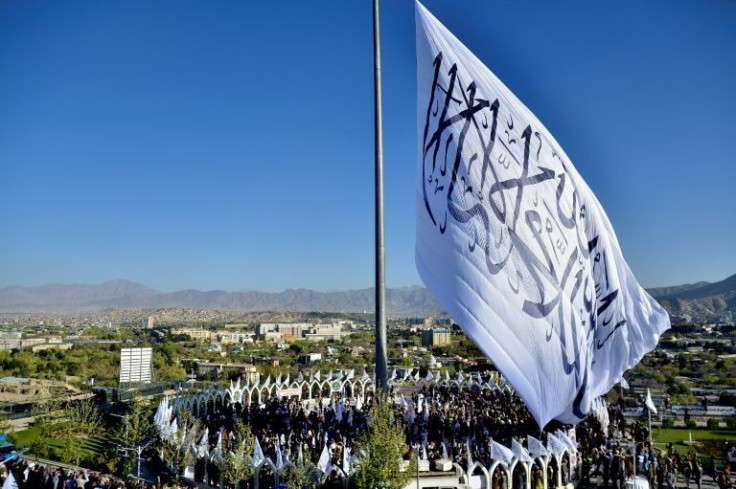 The Taliban have raised a giant flag of their movement in Kabul