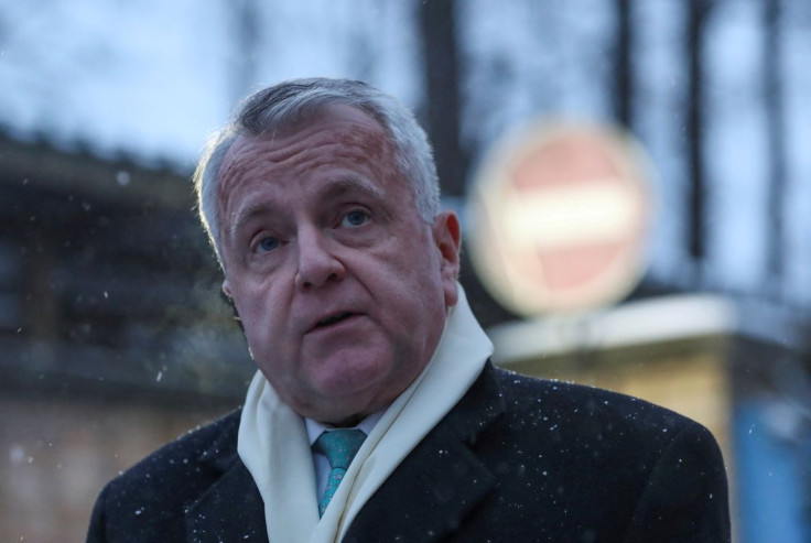 U.S. ambassador to Russia John Sullivan speaks with journalists after his meeting with Paul Whelan, a U.S. national arrested and accused of espionage, outside a detention centre in Moscow, Russia January 30, 2020.