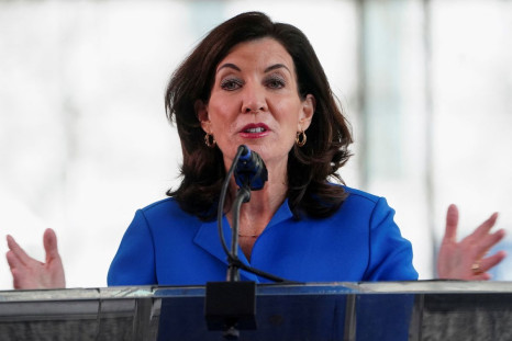 New York Governor Kathy Hochul speaks at a news conference about the newly renovated David Geffen Hall, in the Manhattan borough of New York City, New York, U.S., March 9, 2022.  