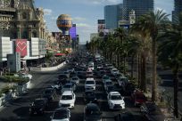 Traffic is seen along the Strip on Memorial Day in Las Vegas, Nevada, U.S., May 31, 2021. 