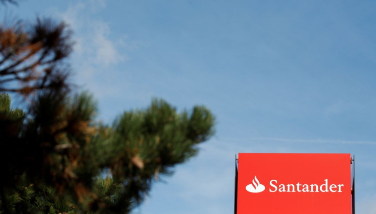 A Santander sign is displayed outside Santander House, in Milton Keynes, Britain, October 11, 2021.