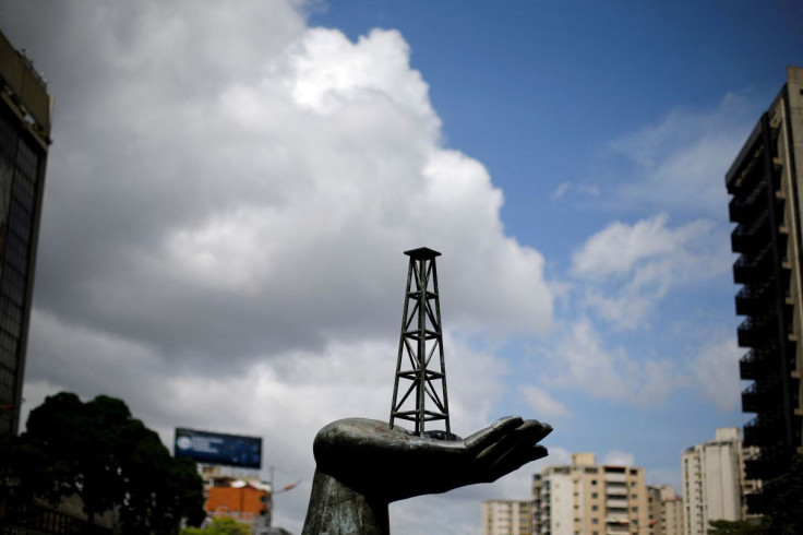 A sculpture is seen outside a building of Venezuela's state oil company PDVSA in Caracas, Venezuela June 14, 2016. 