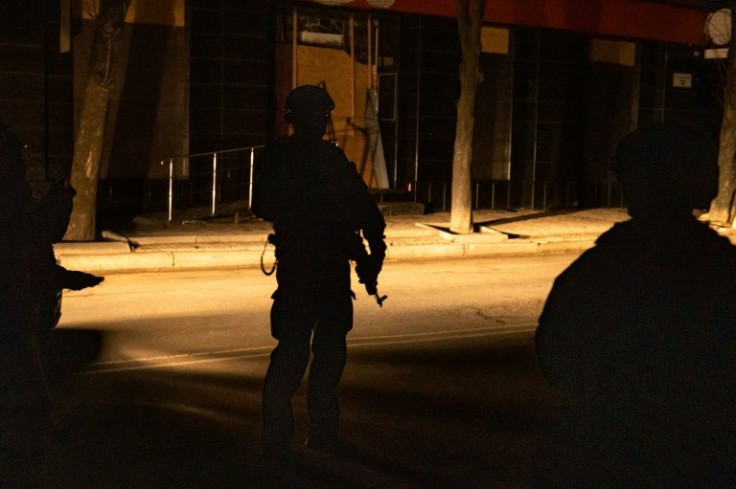 'Stepsnaz' special forces -- akin to an American SWAT team -- on patrol during Kharkiv's night-time curfew