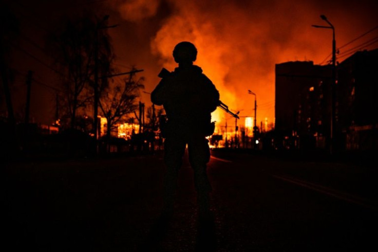 First stop: a petrol station in the district of Saltivka hit by a rocket