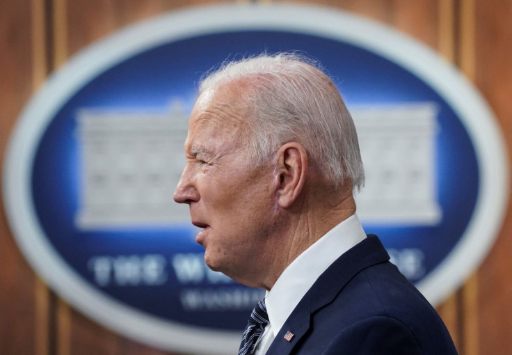 U.S. President Joe Biden announces the release of 1 million barrels of oil per day for the next six months from the U.S. Strategic Petroleum Reserve, as part of administration efforts to lower gasoline prices, during remarks in the Eisenhower Executive Of