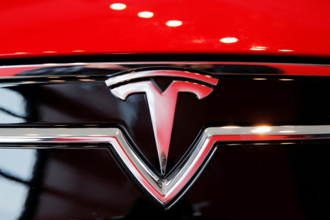 A Tesla logo on a Model S is photographed inside of a Tesla dealership in New York, U.S., April 29, 2016. 