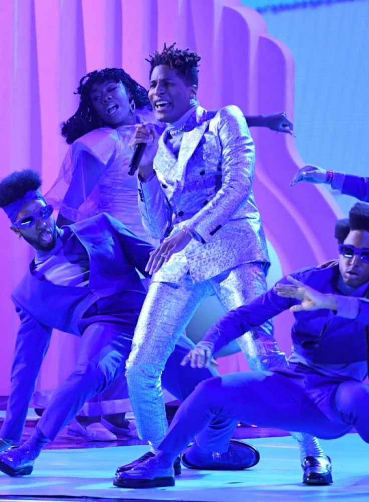 US singer Jon Batiste gave an energetic Grammys performance