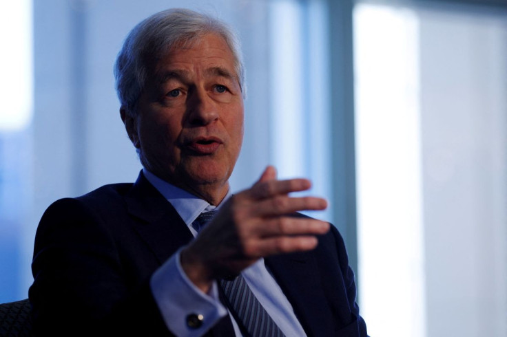 JP Morgan CEO Jamie Dimon speaks at the Boston College Chief Executives Club luncheon in Boston, Massachusetts, U.S., November 23, 2021.    