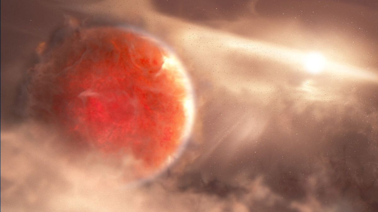 An artist's illustration shows a massive, newly forming exoplanet called AB Aurigae b. Researchers used new and archival data from the Hubble Space Telescope and the Subaru Telescope to confirm this protoplanet is forming through an intense and violent pr