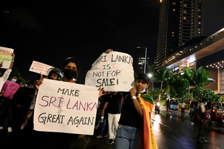 Demonstrators rallied in Colombo throughout the day and into the evening