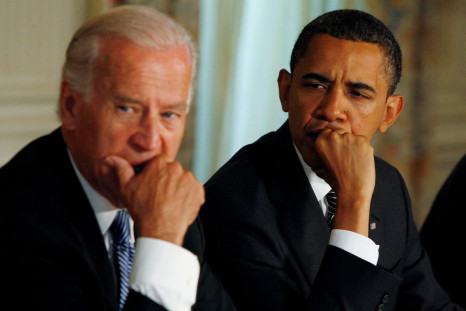 Then-U.S. President Barack Obama (R) and Vice President Joe Biden participate in a cabinet meeting at the White House in Washington, U.S., June 8, 2009.  