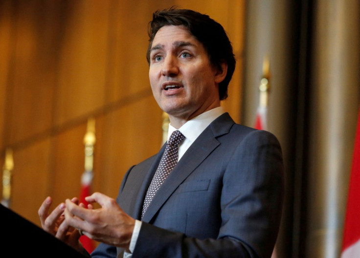 Canada's prime minister, Justin Trudeau, speaks at a press conference in Ottawa, Ontario, Canada March 22, 2022.