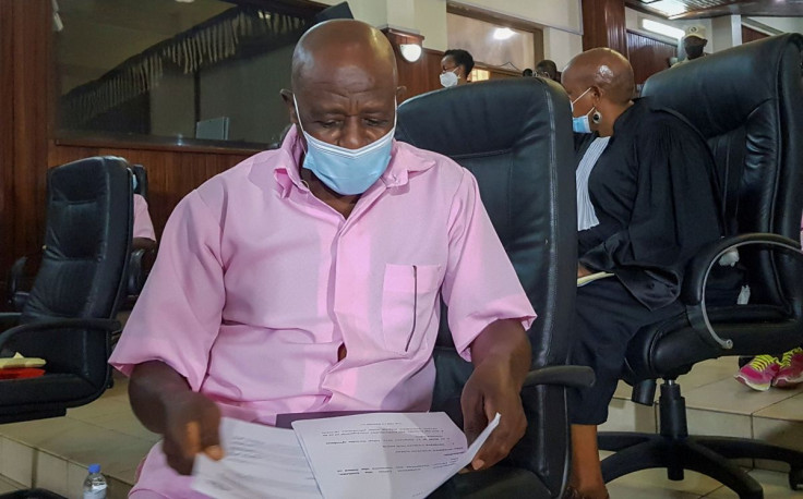 Paul Rusesabagina, portrayed as a hero in a Hollywood movie about Rwanda's 1994 genocide, sits inside a courtroom in Kigali, Rwanda February 26, 2021. 