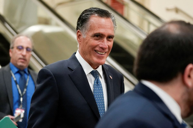 U.S. Senator Mitt Romney (R-UT) walks through the Senate Subway on his way to a security briefing for senators on Russiaâs invasion of Ukraine, on Capitol Hill in Washington, U.S., March 30, 2022. 