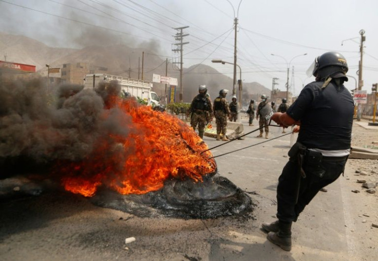 Protesters also burnt tires to block key routes